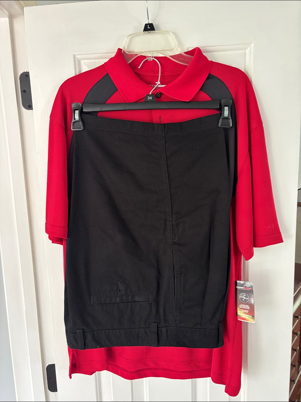 Men's Set Red And Black Performance Polo Shirt With Matching Shorts Waist 34